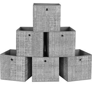 Coșuri de depozitare pliabile 6buc, gri 30x30x30cm