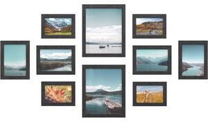Set de rame foto de 10 bucăți în 3 dimensiuni diferite, negru 28x23x1cm/20x15x1cm/18x13x1cm