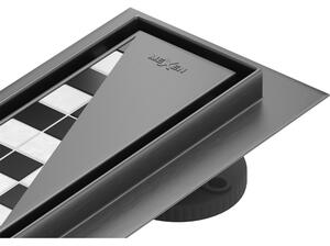 Rigolă de duș Mexen Flat 360° M13 2 în 1, 50 cm, grafit periat, 1E10050-40