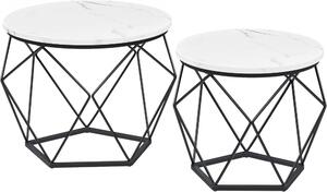 Set măsuță de cafea 2 piese, alb și negru 50x50x40cm