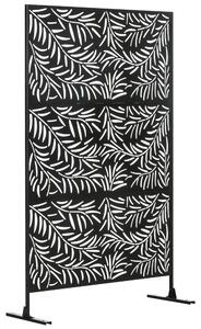 Paravan de separare, model frunză de salcie, suport de intimitate, 122 x 198 cm, oțel, negru