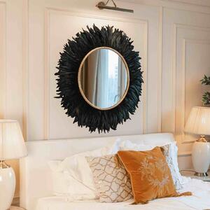 Oglinda decorativa de perete cu pene negre SINKY, 110 cm