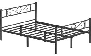 Cadru de pat metalic dublu, 140x190 cm, negru