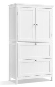 Cabinet de baie, dulap de depozitare cu două sertare mari și două uși, alb 60x30x110cm