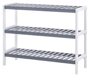Raft depozitare pantofi3 niveluri, alb și gri 70x26x55cm