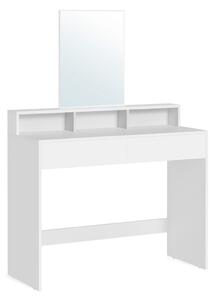 Masă de toaletă, masă de machiaj cu oglindă cu 2 sertare și compartimente, alb 100x40x140cm