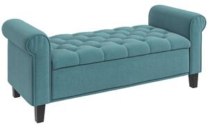 Bancă de depozitare cu aspect catifelat, suportă până la 120 kg, verde, 126 x 48,5 x 47 cm