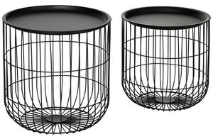 Set de 2 mese de cafea, design scandinav, din oțel negru