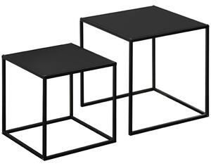 Set de mese de cafea, 2 bucăți, negru, 120 x 59 x 45 cm