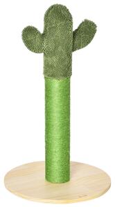 Stâlp de zgâriat pentru pisici în formă de cactus, din lemn de pin și frânghie de sisal, înălțime 65 cm