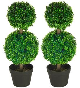 Set de plante artificiale, 2 bucăți buxus, în ghiveci, înălțime 60 cm