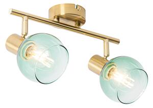 Spotlight Art Deco auriu cu sticlă verde cu 2 lumini - Vidro