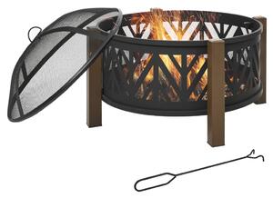 Focar de grădină din oțel, rotund, 78 cm, negru