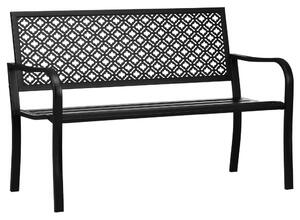 Bancă de grădină pentru 2 persoane, cu spătar și cotiere din oțel, model floral, max 280 kg, negru, 127 x 63