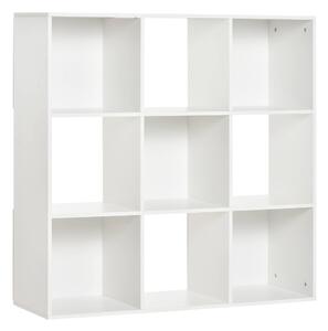 Biblioteca Albă pentru Casa si Birou, Raft cu Design Modern cu 9 Compartimente din Lemn, 91,5 x 29,5 x 91,5 cm HOMCOM | Aosom Romania