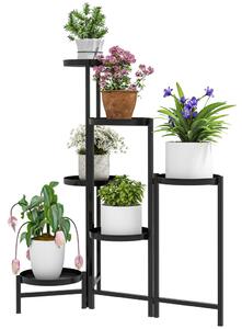 Suport pentru flori, 6 niveluri, metalic, 80 cm înălțime, negru