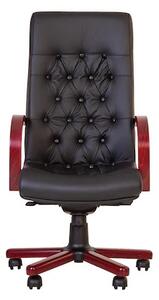 Scaun directorial CHEF LUX EXTRA, Negru, piele naturala - lemn cires