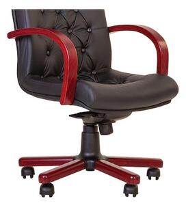 Scaun directorial CHEF LUX EXTRA, Negru, piele naturala - lemn cires