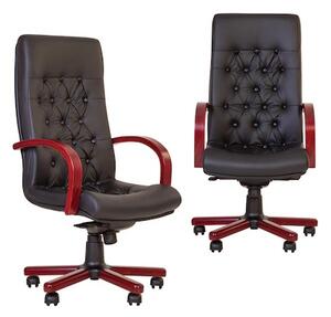 Scaun directorial CHEF LUX EXTRA, Negru, piele naturala - lemn cires