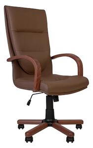 Scaun directorial EXONIA EXTRA, brate din lemn, piele ecologica, Brun inchis