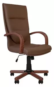 Scaun directorial EXONIA EXTRA, brate din lemn, piele ecologica, Brun inchis