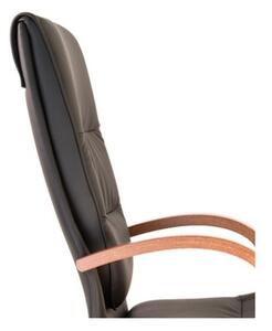 Scaun directorial EXONIA EXTRA, brate din lemn, piele ecologica, Negru