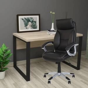Set 2 scaune directoriale KAVIS, piele naturala, Negru