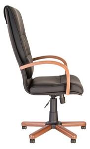 Scaun directorial EXONIA EXTRA, brate din lemn, piele ecologica, Negru