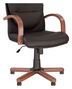 Scaun directorial EXONIA EXTRA, brate din lemn, piele ecologica, Negru