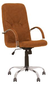 Scaun directorial MAVIS STEEL CHROME, piele ecologica, Brun deschis