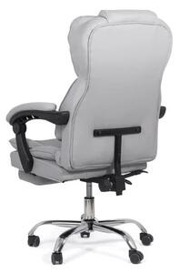 Scaun directorial ROLLS cu extensie picioare, piele ecologica, Gri