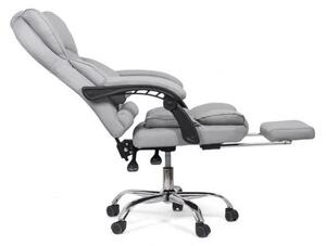 Scaun directorial ROLLS cu extensie picioare, piele ecologica, Gri