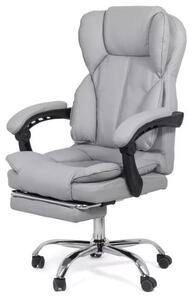 Scaun directorial ROLLS cu extensie picioare, piele ecologica, Gri