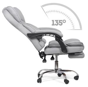 Scaun directorial ROLLS cu extensie picioare, piele ecologica, Gri
