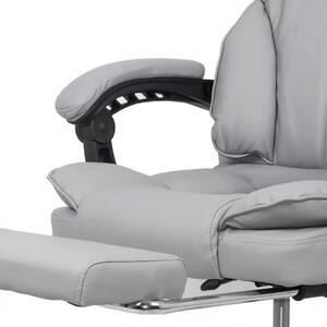 Scaun directorial ROLLS cu extensie picioare, piele ecologica, Gri