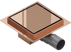 Mexen Flat-Q M13 scurgere de pardoseală pătrată 12 x 12 cm, aur roz - 1610012