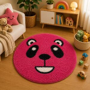 Covor Fantasy Panda, Roz, 67x67 cm, Rotund, 2550 gr mp
