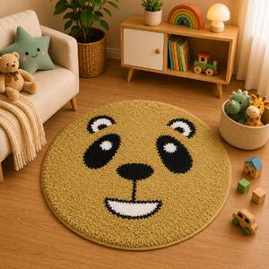 Covor Fantasy Panda, Galben, 67x67 cm, Rotund, 2550 gr mp