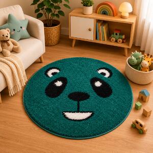 Covor Fantasy Panda, Verde, 67x67 cm, Rotund, 2550 gr mp