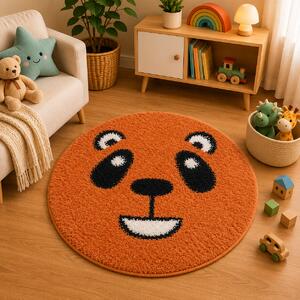 Covor Fantasy Panda, Portocaliu, 67x67 cm, Rotund, 2550 gr mp