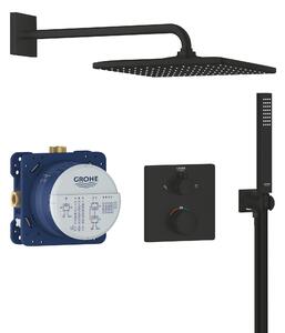 Grohe Precision set cadă și duș ascuns cu termostat cu duș de ploaie negru 348812430