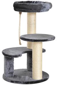 PawHut Copac pentru Pisici cu 3 Niveluri din Plus Sisal Natural Gri Ф40x65cm