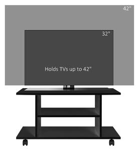 Mobilier Pentru Tv in Lemn cu Roti HOMCOM, Negru,40x40x80cm| Aosom RO