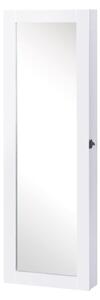 HomCom Dulap Bijuterii pentru Perete cu Oglindă din Lemn MDF, Alb,37x9.5x121cm