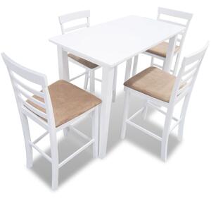 Set mobilier de bar din lemn, masă și 4 scaune, alb
