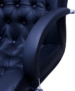 Scaun directorial CHEF LUX STEEL CHROME, Negru piele naturala