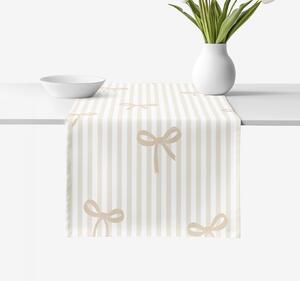 Goldea napron de masă 100% bumbac - fundițe latte cu dungi 20x120 cm