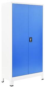 Dulap vestiar cu 2 uși, metal, 90x40x180 cm, gri și albastru