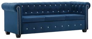 Set canapea Chesterfield, 2 buc, tapițerie catifea, albastru
