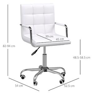 HomCom scaun de birou captusit, cu roti, reglabil, alb